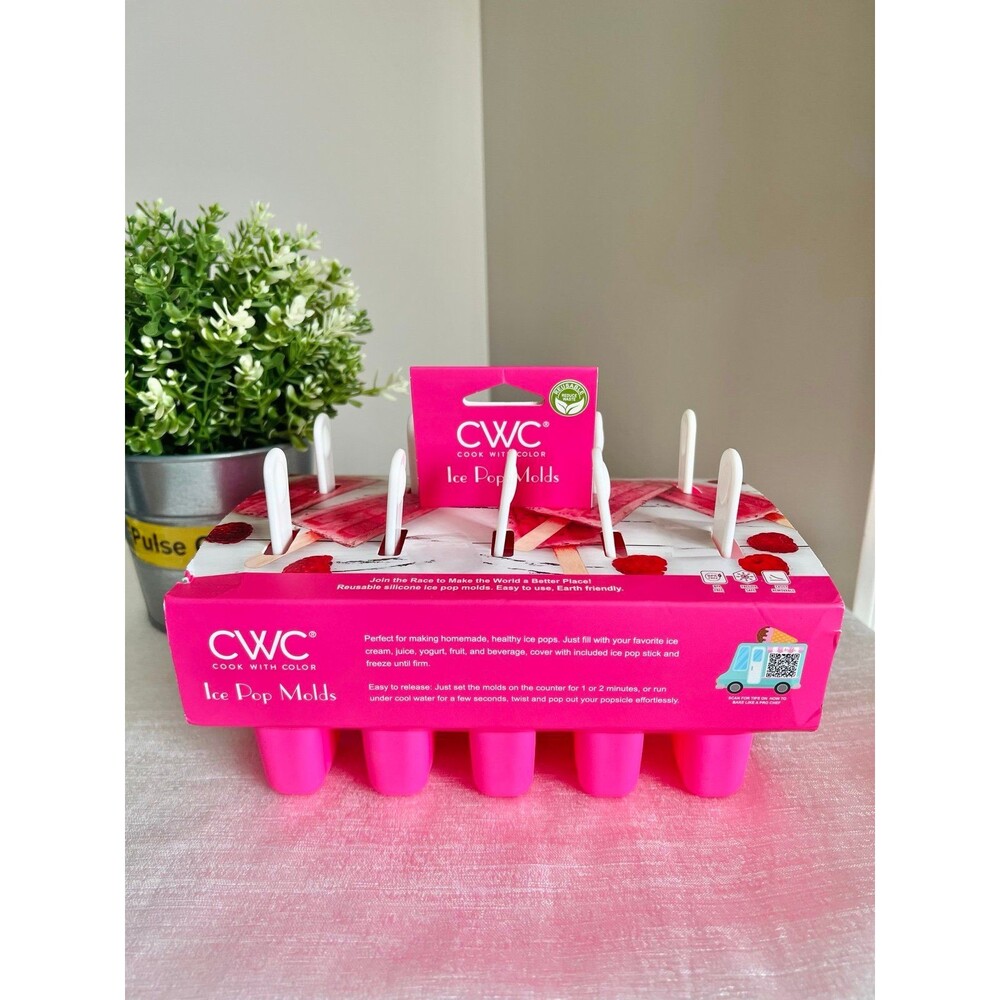 Ice pop mold CWC Ice Pop Molds – 10 Reusable Silicone popsicle Maker, Pink